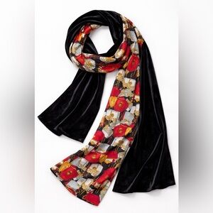 Velvet & Satin Scarf with Baroque Purse Motif